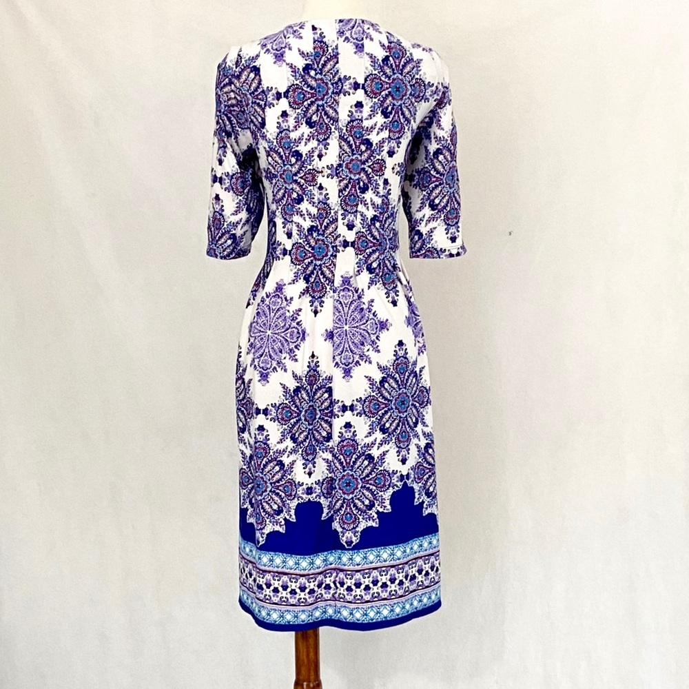Shelby Palmer Paisley Jersey Knit Fit-Flare Dress - Picture 6 of 11